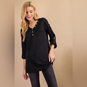 Black Tunic Sweater | Longline Soft Stretchy Knit (Various Sizes)